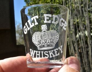 Pre - Pro San Francisco California Crown Pict Gilt Edge Whiskey Western Shot Glass