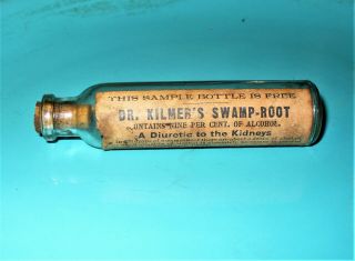 Vintage Dr.  Kilmer’s Swamp Root Kidney Remedy Sample Bottle W/ Label Snake Oil