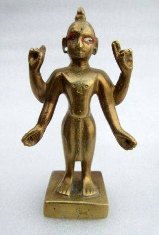 Vintage Old Hand Carved South Indian Hindu Religious God Vishnu Figurine Statue