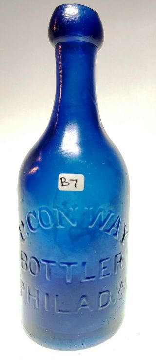 Philadelphia,  Pa - Pontiled C.  1850 Cobalt Blue Blob Soda - P.  Conway (pontil)