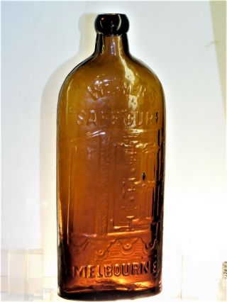 Antique Bottle Warners Safe Cure Melbourne Rare Honey Amber Old Bottle 1890 