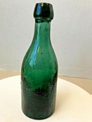 Hl & Jw Brown Soda Bottle,  Emerald Green,  Iron Pontil