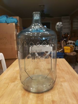Vintage Arrowhead And Puritas Water Bottle Embossed 5 Gallon Blue Glass Jug