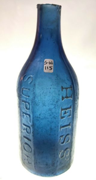Heiss Superior Soda Or Mineral Waters - Headless Cobalt Blue Pontil Soda,  Philly