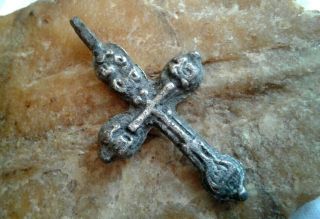 Antique C.  17 - 18th Century Solid Silver " Old Believers " Orthodox " Skull " Cross