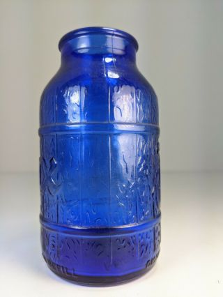 Vintage Jax Beer Glass Bottle Small Cobalt Blue Wide Mouth Scarce 4.  5 