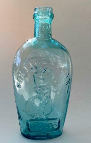 Civil War Era Flask For Pike ' s Peak Old Rye Eagle Pittsburg PA Aqua Glass Bottle 3