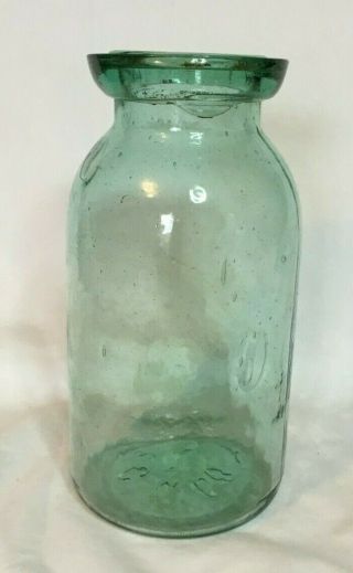 Vintage Aqua Quart Qt Wax Seal Sealer Fruit Jar Canning Jar F.  C.  G.  Co.  5