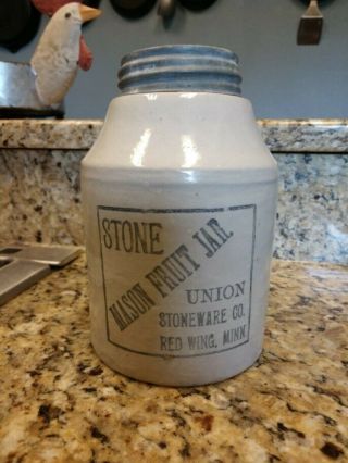Vintage Stone Mason Fruit Jar Union Stoneware Co Red Wing Minn.  Quart
