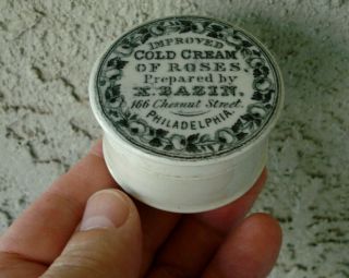 Antique,  (c1860) Mini Size,  X.  Bazin Philadelphia Cold Cream Jar Pot Lid