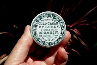 Antique,  (c1860) mini size,  X.  Bazin PHILADELPHIA Cold Cream jar pot lid 3