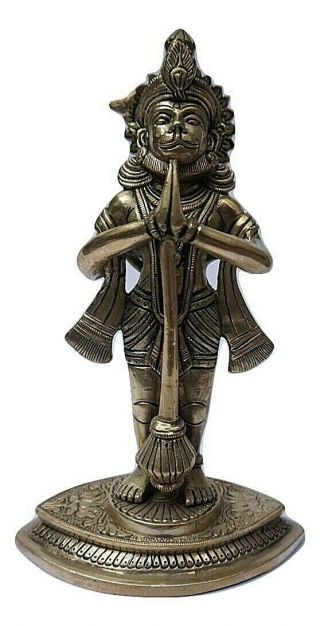 Brass Lord Hanuman Statue/hindu God Of Strength,  Power