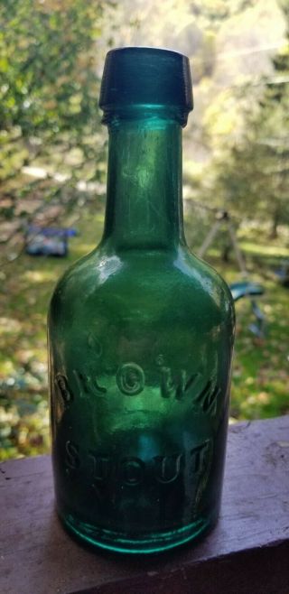 Heavy Iron Pontil Dark Green Or Turquoise Brown Stout Soda