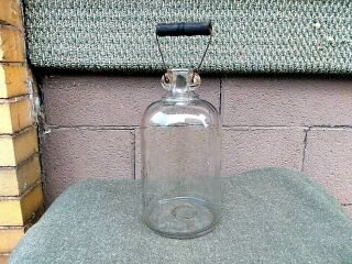 Vintage White House Vinegar 1/2 Gallon Jug Double Handle With Wood Handle