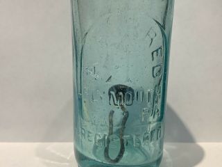 Vintage Hutchinson Blob Top Aqua Blue Soda Water Bottle A.  Forred Plymouth PA 2