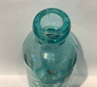 Vintage Hutchinson Blob Top Aqua Blue Soda Water Bottle A.  Forred Plymouth PA 3