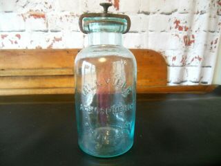 Vintage Rare 1861 Millville Half Gallon Atmospheric Fruit Jar.  Whitall.