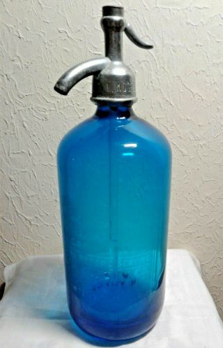 Vintage Blue Seltzer Bottle (czechoslovakia)