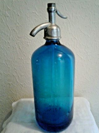 Vintage Blue Seltzer Bottle (Czechoslovakia) 2