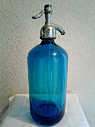 Vintage Blue Seltzer Bottle (Czechoslovakia) 3