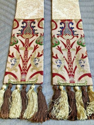 Stunning Catholic Priests Ivory Tapestry Red Coronation Stole Holy Rood Guild