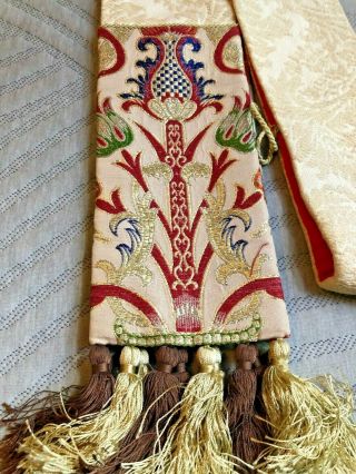 STUNNING CATHOLIC PRIESTS IVORY TAPESTRY RED CORONATION STOLE HOLY ROOD GUILD 3