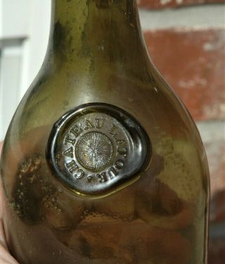 Rare 18thc - Early 19thc Chateau Latour Bordeaux Wine Bottle Crude Applied Seal