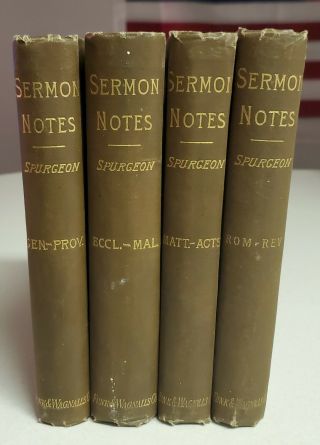 1891 Charles Spurgeon My Sermon Notes 4 Volume Hardback Book Set