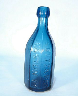 Seitz & Bro Easton Pa Premium Mineral Water Pontiled Cobalt Blue Bottle