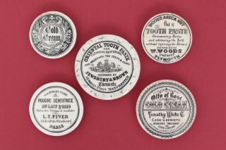 Vintage Jewsbury Timothy Whites Woods Toothpast & Cold Cream Potlids Pot Lids