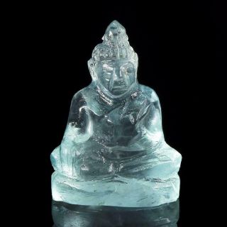 Sculpture Of The Buddha Natural Blue Aquamarine Gemstone Carving 5.  15 Cts