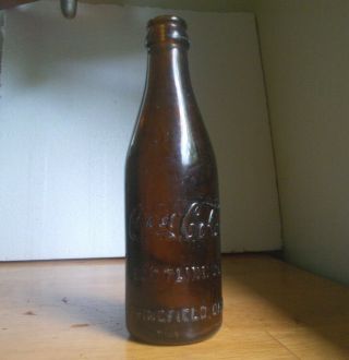 Amber 1912 Springfield,  Ohio Straight Side Coke Bottle Double Script Coca Cola