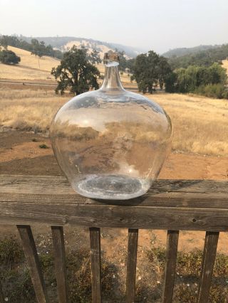 Antique Large Clear Glass,  Hand Blown DEMIJOHN 16 1/2” Height 2