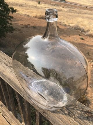 Antique Large Clear Glass,  Hand Blown DEMIJOHN 16 1/2” Height 3