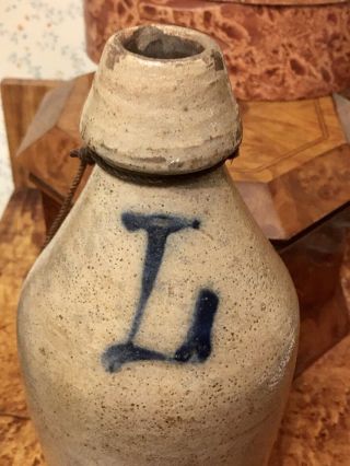 Rare 1850 ' s D W DEFREEST Stoneware Soda Bottle Albany / Troy NY Defreestville NY 3