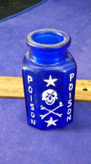 Antique S&d Poison Bottle With Skull & Crossbones Paper Label Rare