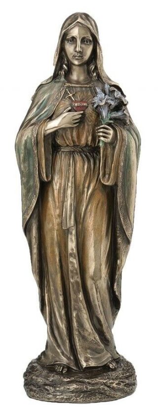 Immaculate Heart Of Mary Blessed Mother Virgin 10 Inch Bronze Statue