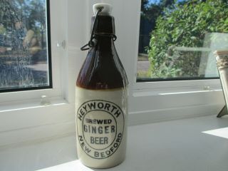 Rare Stoneware Ginger Beer Bottle - Heyworth,  Bedford,  Massachusetts Mass.
