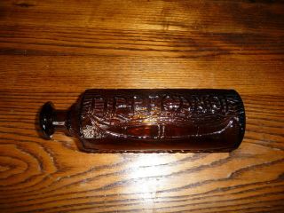 1880s Amber Bitters Bottle Tippecanoe Embossed Canoe Warner Safe Cure Rochester