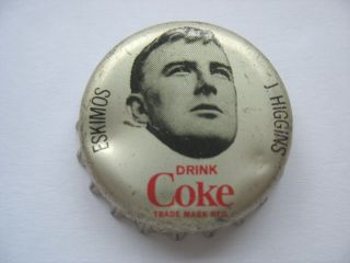 1965 Coca - Cola Bottle Cap - Cfl Football - Edmonton Eskimos - J.  Higgins