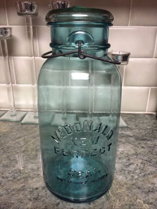 Ball Jar Vintage Mcdonald Half Gallon Canning Fruit Jar 3 Dated 1908 Metal