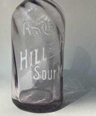 Antique Hill & Hill RSD Sour Mash Swirl Art Glass Enamel Back Bar Whiskey Bottle 2