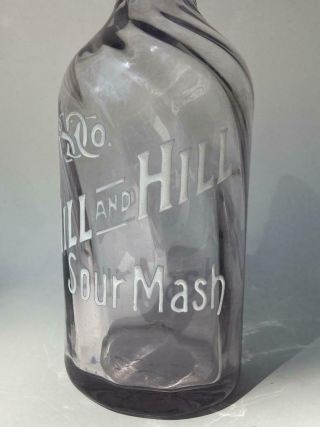Antique Hill & Hill RSD Sour Mash Swirl Art Glass Enamel Back Bar Whiskey Bottle 3