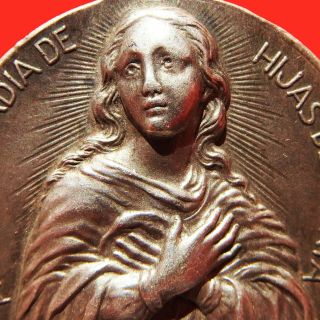 Awesome Blessed Virgin Mary Silver Medal Large St Teresa Jesus Religious Pendant