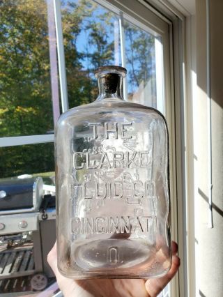 Large 1890s The Clarke Fluid Co Cincinnati Embalming Poison Bottle