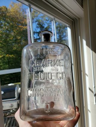 Large 1890s The Clarke Fluid Co Cincinnati Embalming Poison Bottle 2