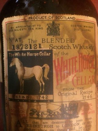 Terrific Old White Horse Cellar Blended Scotch Whiskey Bottle Scotland 2