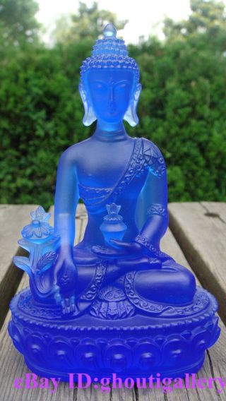 Medicine Buddha/blue/art Colored Glass/crystal Statue/sculpture/promotion