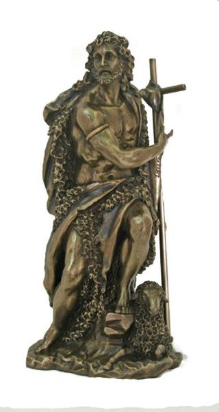 St.  John The Baptist Statue,  Cold - Cast Bronze,  9.  5 "