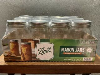 Ball 32oz Wide Mouth Canning Mason Jar Lids,  Bands Clear Glass Quart Jars 12/box